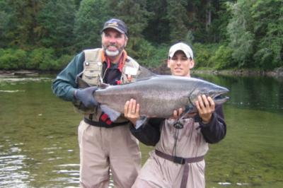 Chinook heli fishing for chinook in isolated coastal wilderness river